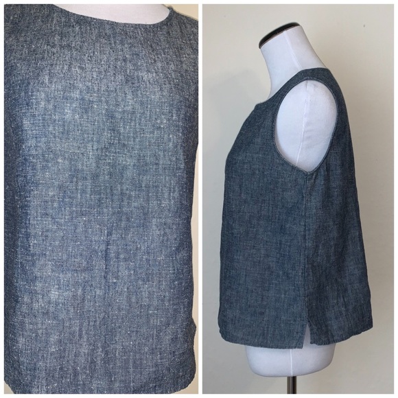 Eileen Fisher chambray hemp cotton tank top xs - Picture 4 of 7